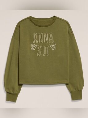 Old Navy x Anna Sui Crew Neck Graphic Fleece Sweatshirt (Size: M)